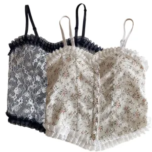 Zcargel 1/2PCS Floral Camisole Floral Lace Camisole Women Sexy Summer Tank Top Spaghetti Straps Camisole V-Neck Camisole