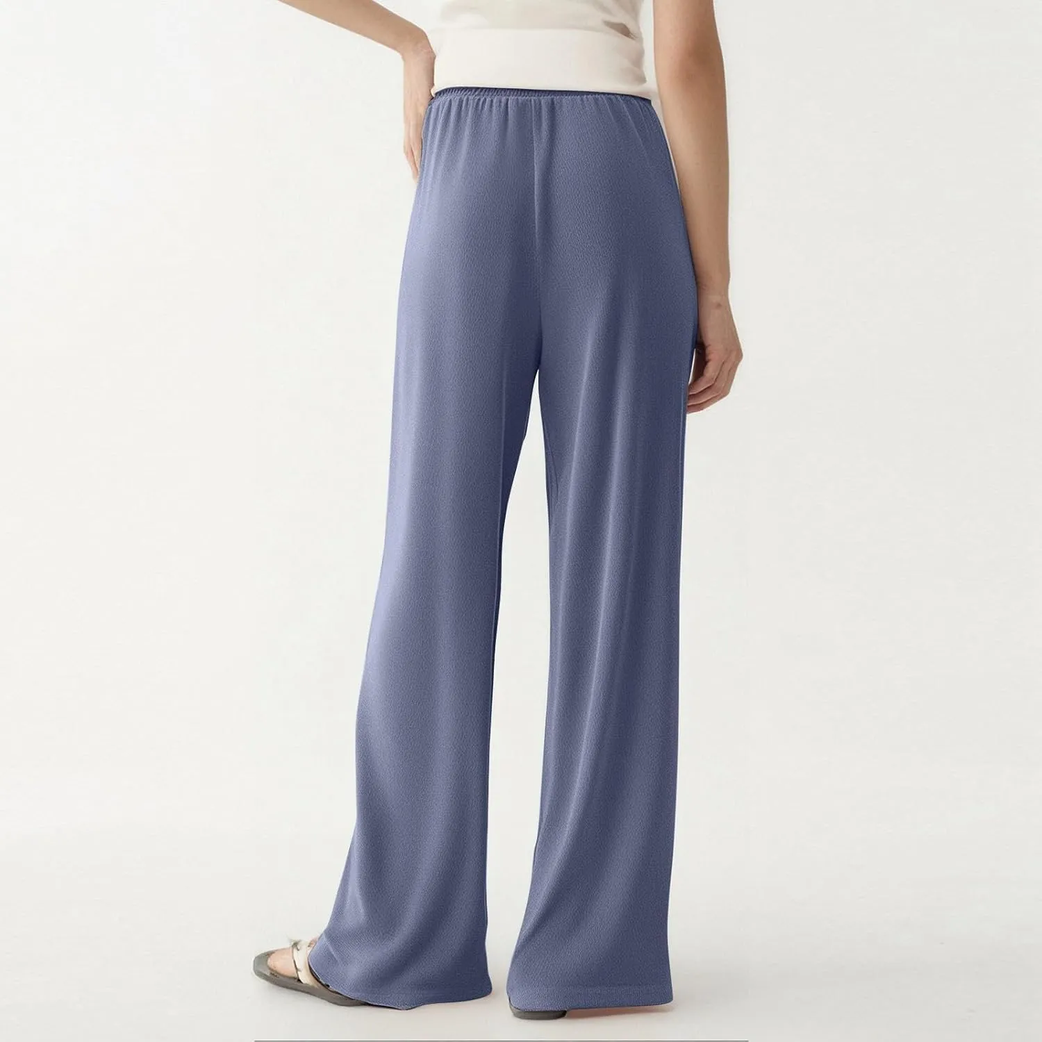 ZEFOTIM Wide Leg Lounge Pants for Women Drawstring High Waisted Pants Solid Color Lounge Trouser with Pocket