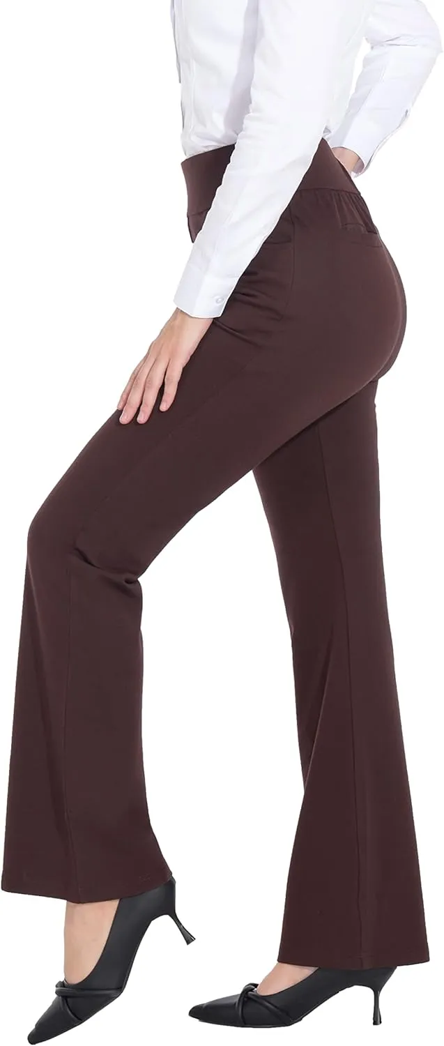 ZTN Women's High Waist Pull-On Dress Pants Tummy Control Work Pants for Business Casual Trousers with 4 Pockets