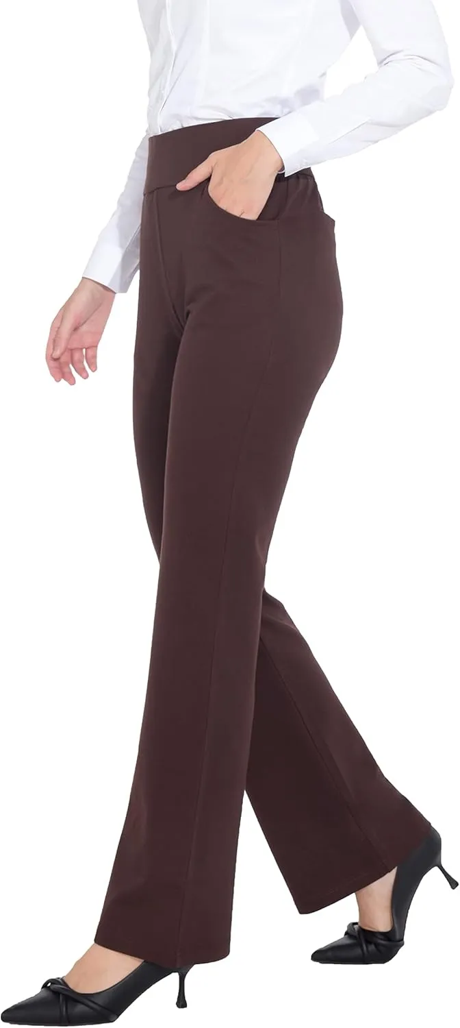 ZTN Women's High Waist Pull-On Dress Pants Tummy Control Work Pants for Business Casual Trousers with 4 Pockets