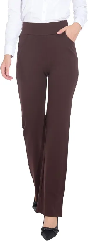 ZTN Women's High Waist Pull-On Dress Pants Tummy Control Work Pants for Business Casual Trousers with 4 Pockets